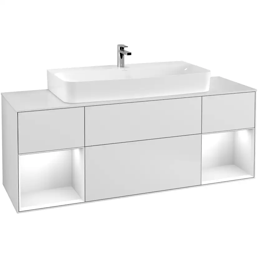 Tvättställsskåp Villeroy & Boch Finion med Två Hyllor och Bänkskiva för Centrerat Tvättställ