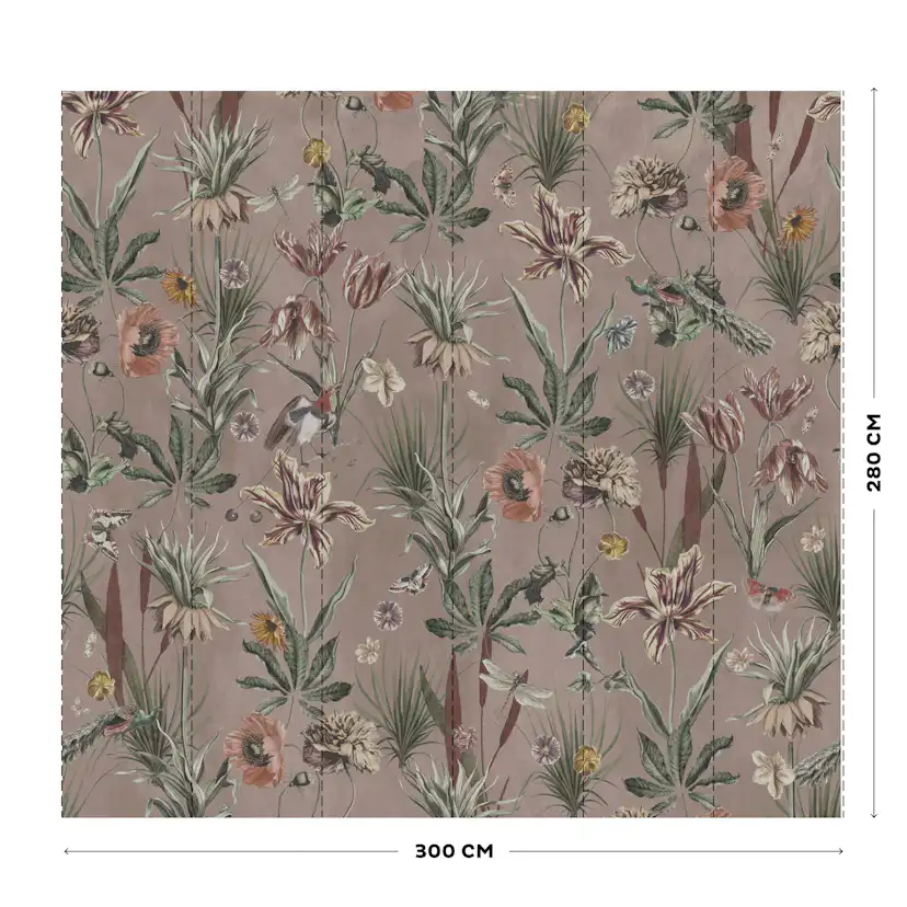 Fototapet/Non-woven/Ljusa Blommor/Flerfärgad/2,8mx300cm Ljusbrun/Grön