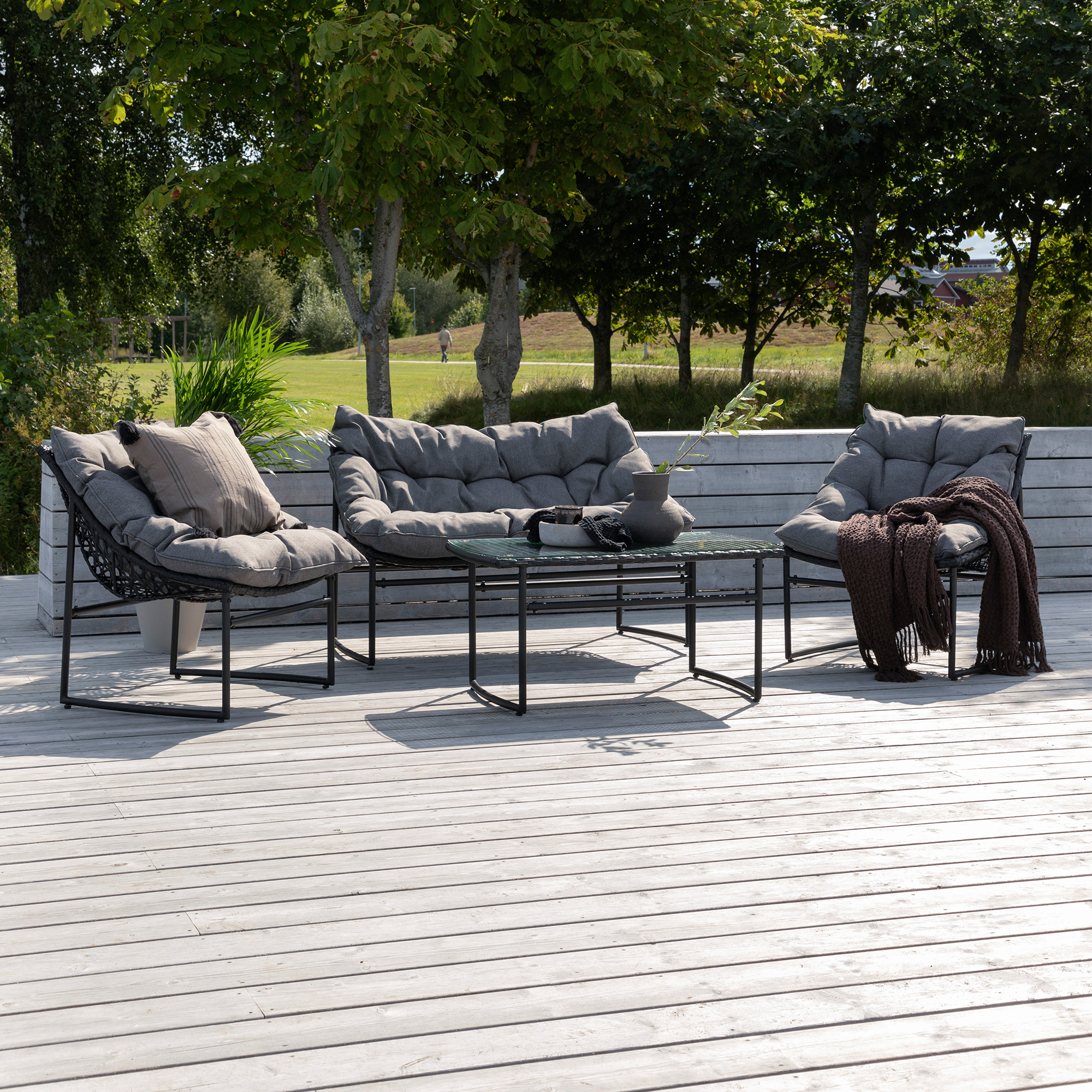 Loungeset Venture Home Ture Soffgrupp Svart med Dynor Utomhus