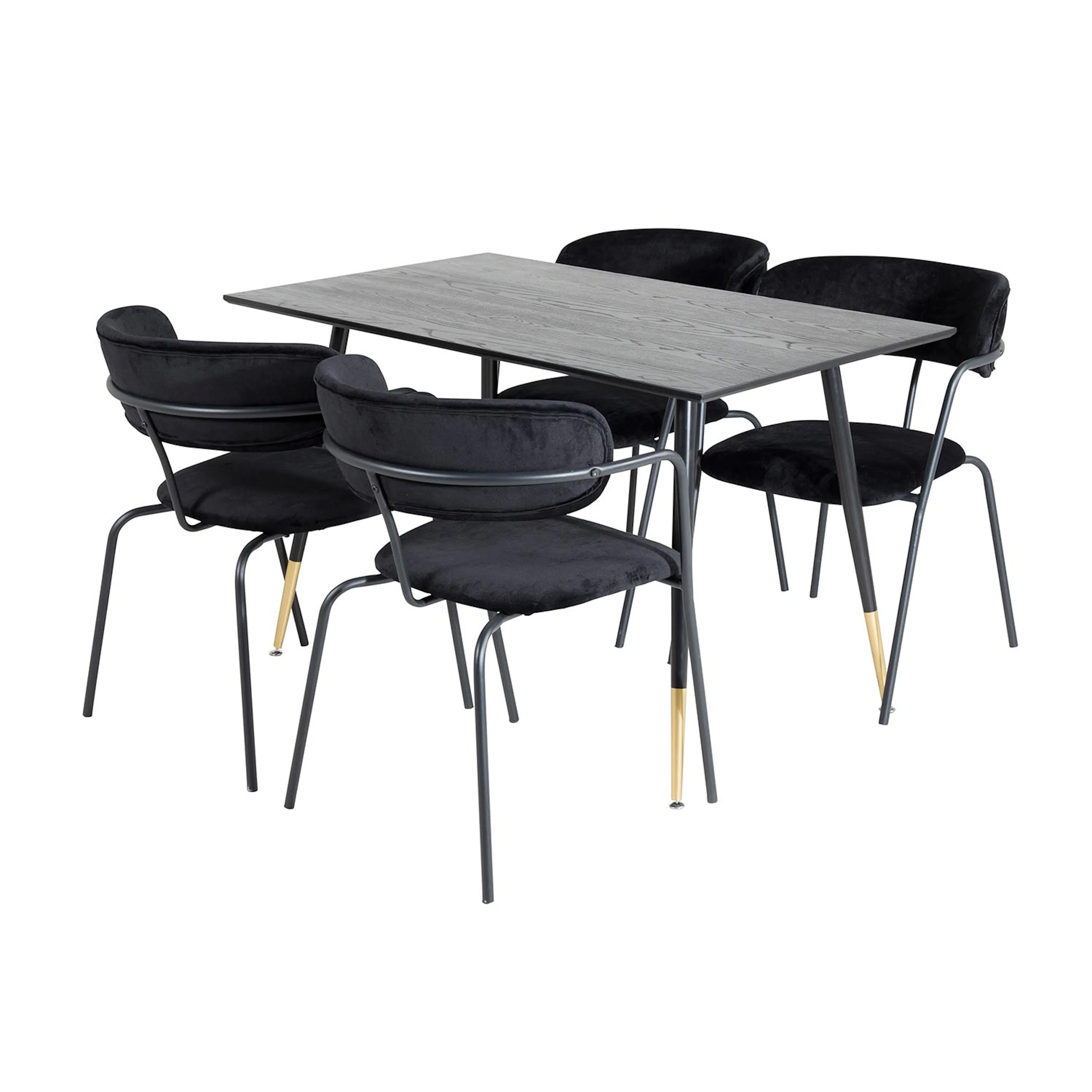 DippTable-Black Veneer-Arrow armchair-Black Velvet_4 Svart/Mässing/Svart
