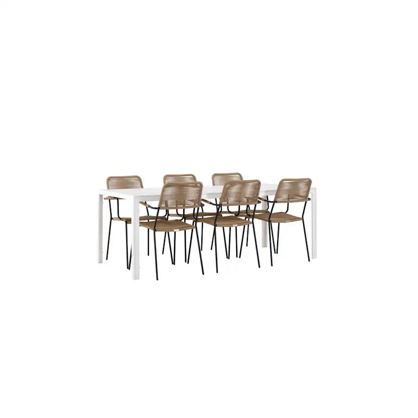 Break Dining Table - White / White Aintwood +Lindos - Armch Trädgårdsgrupp Venture Home Break med 6 Lindos Karmstolar
