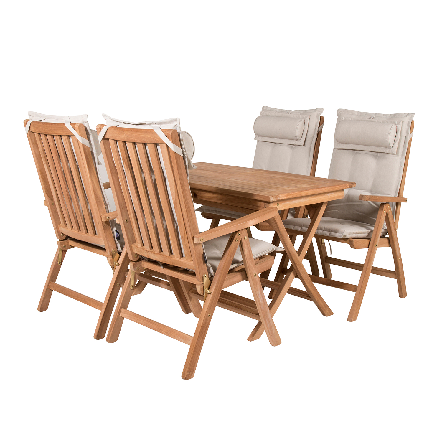Matgrupp Venture Home Kenya 120x70 Teak med 4 Kenya Positionsfåtöljer