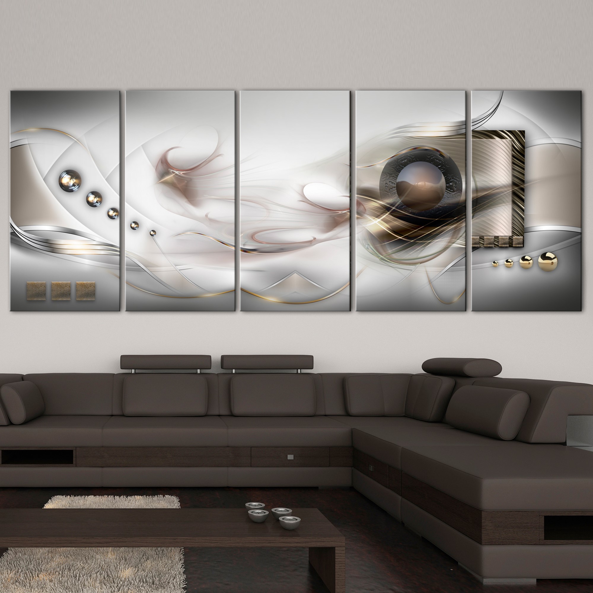 Tavla - Pearly Mist (5 Parts) Narrow 225x90 225x90 cm