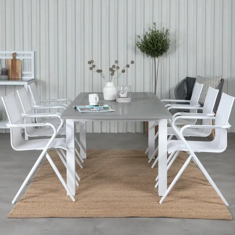 Matgrupp Venture Home Aleyna 152 Vit med 6 Aspen Matstolar