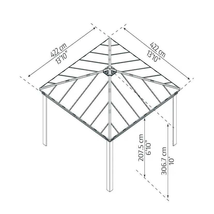 Paviljong Canopia By Palram Dallas 4,2 x 4,2m Antracitgrå