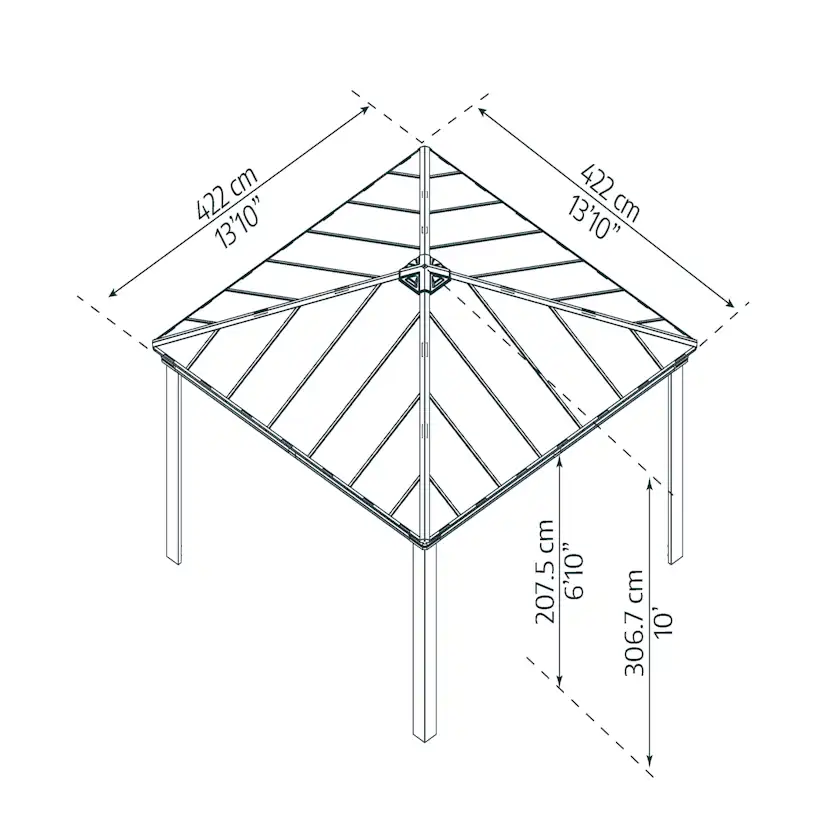 Paviljong Canopia By Palram Dallas 4,2 x 4,2m Antracitgrå