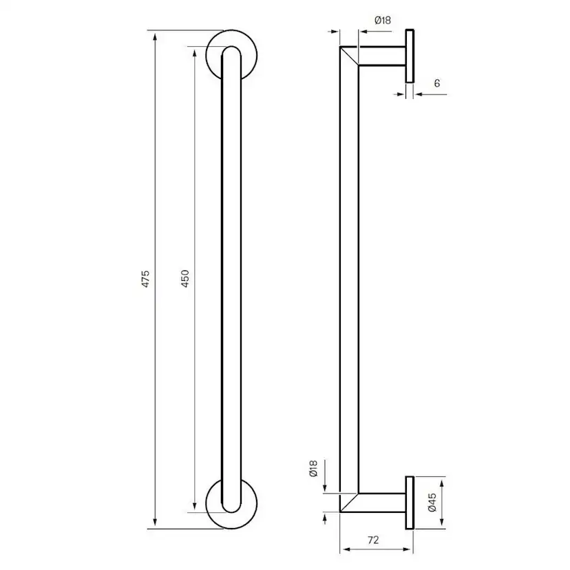 Handduksstång Tapwell TA211 450 mm