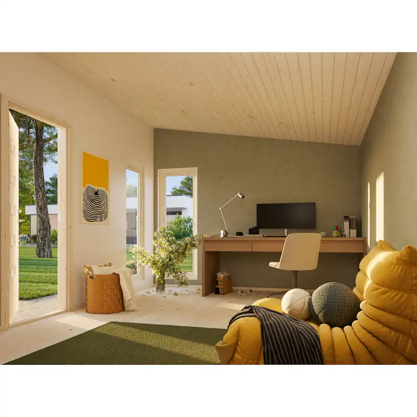 Friggebod Palmako Etta 13,6 m² Komplett Stuga med Pulpettak
