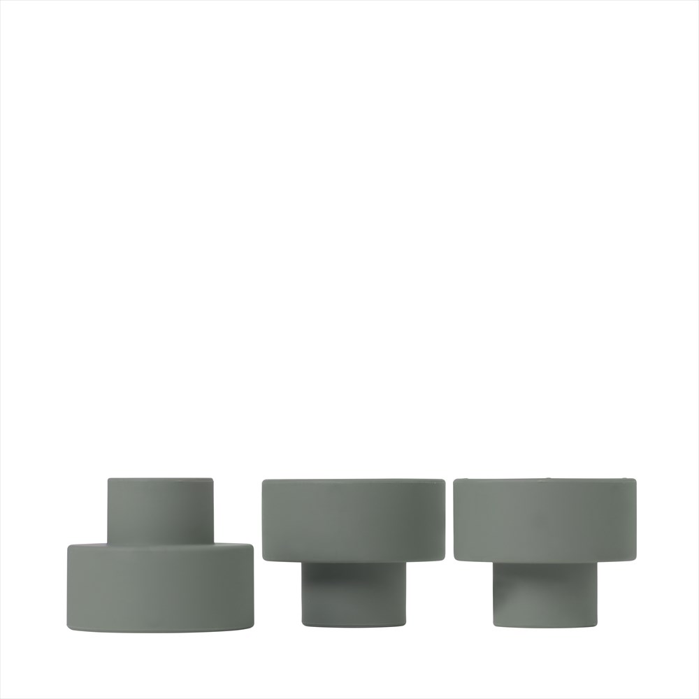 TRIO Set/3 ljushållare Agave Green