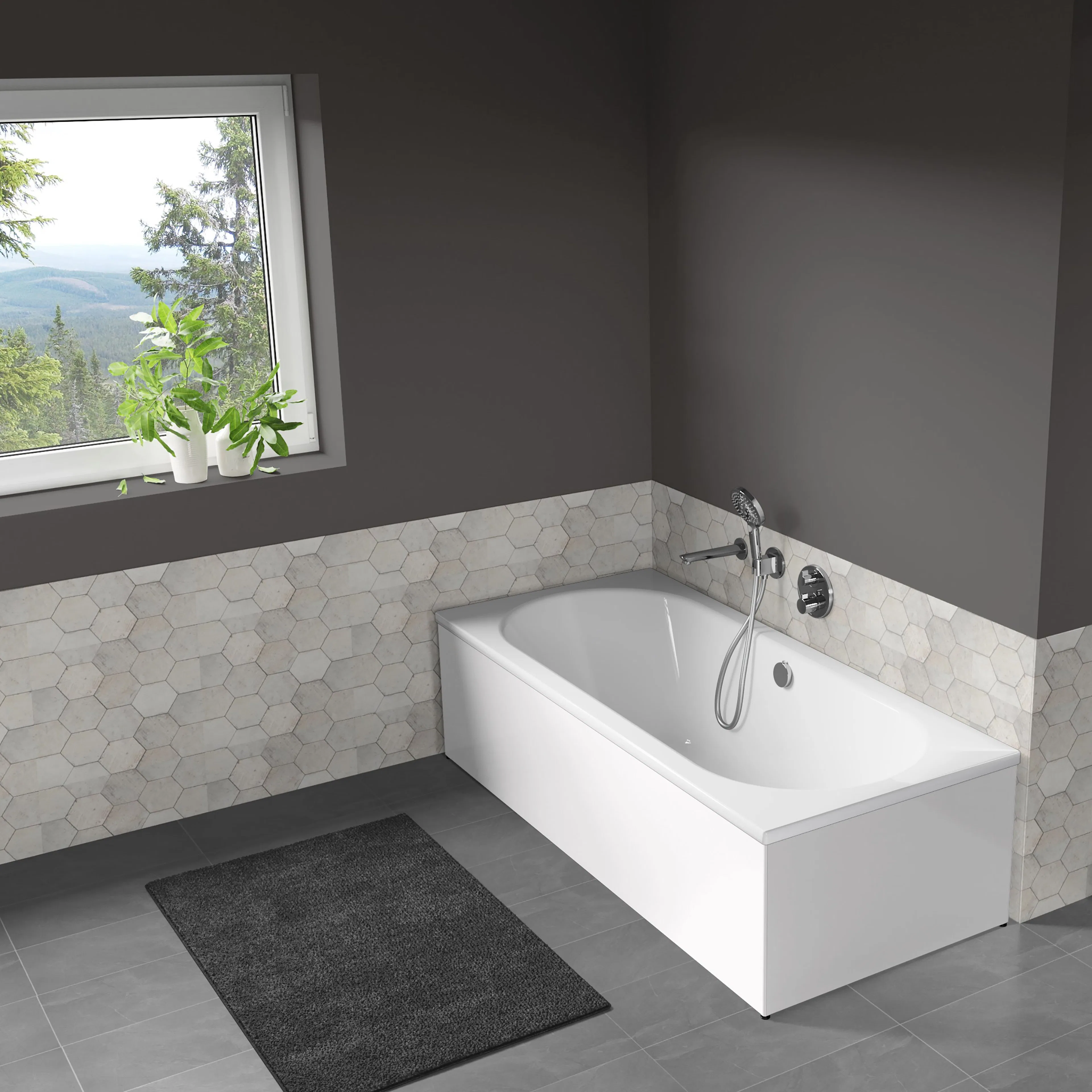 Badkar Classic Duo med Silestone Blanco Zeus Front 1800x800 mm, Blanco Zeus