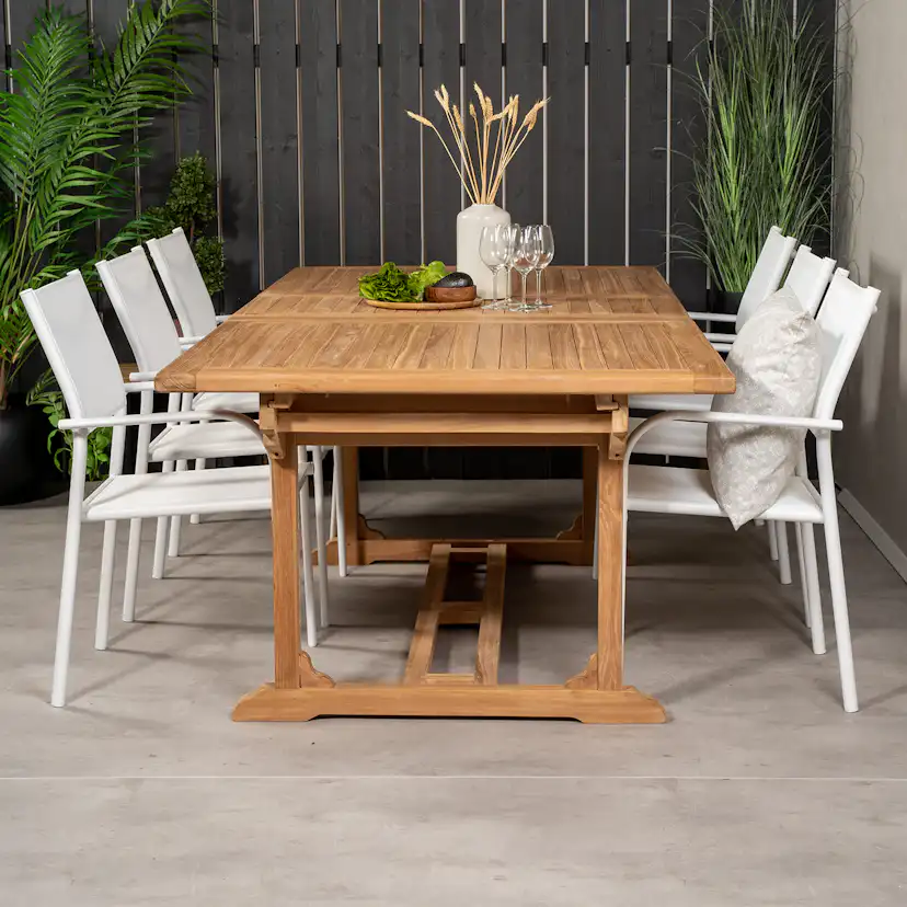 Matgrupp Venture Home Kenya 195-295x110 Teak med 6 Santorini Karmstolar