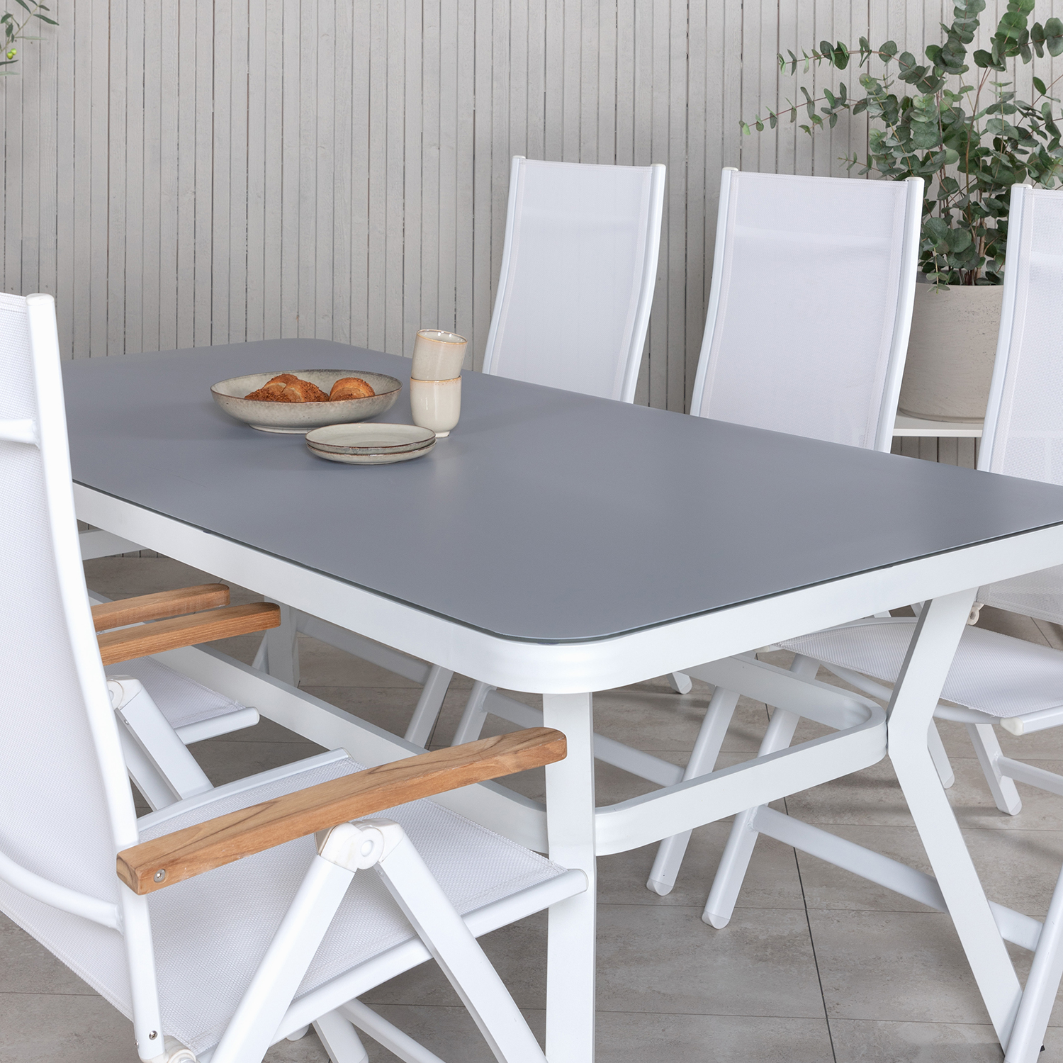 Matgrupp Venture Home Virya 160x90 cm med 6 Panama Positionsfåtöljer