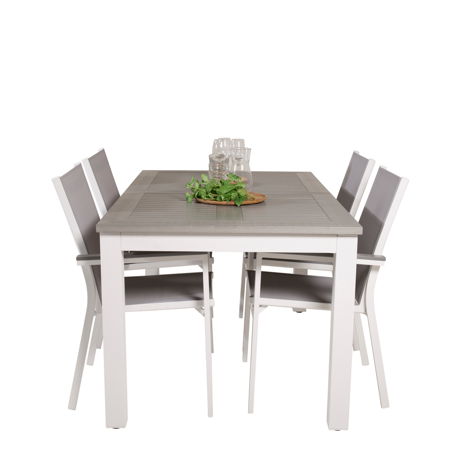 Albany Dining Table 152/210*90 - White Alu / Grey Aintwood+P Vit/Grå