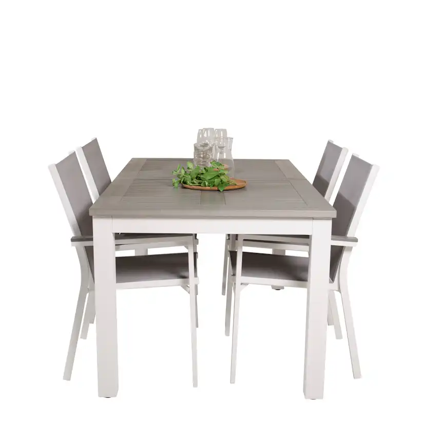 Albany Dining Table 152/210*90 - White Alu / Grey Aintwood+P Vit/Grå