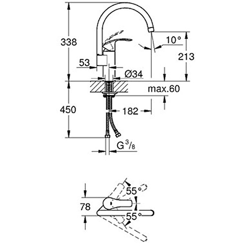 Köksblandare Grohe Eurosmart med Hög Pip