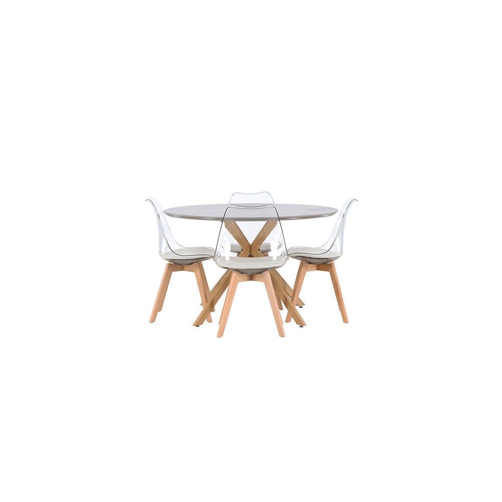 Matgrupp Venture Home Piazza Ø120 cm med 4 st Edvin stolar