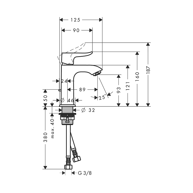 Tvättställsblandare Hansgrohe Metris 100