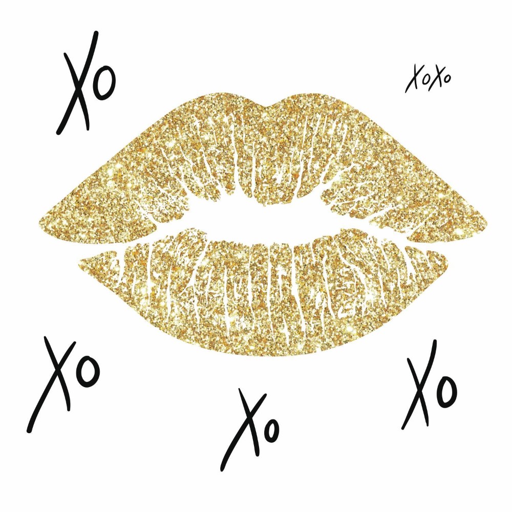 Väggdekor RoomMates XOXO Lip with Glitter
