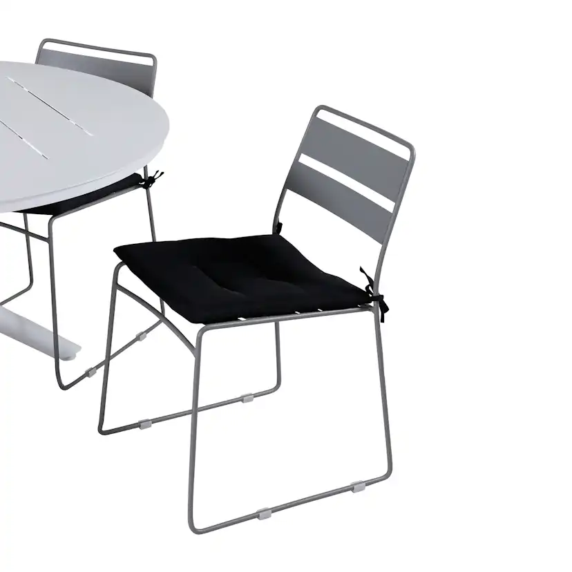 Alma Dining Table - White Alu - ø120cm+Lina Dining Chair - G Grå