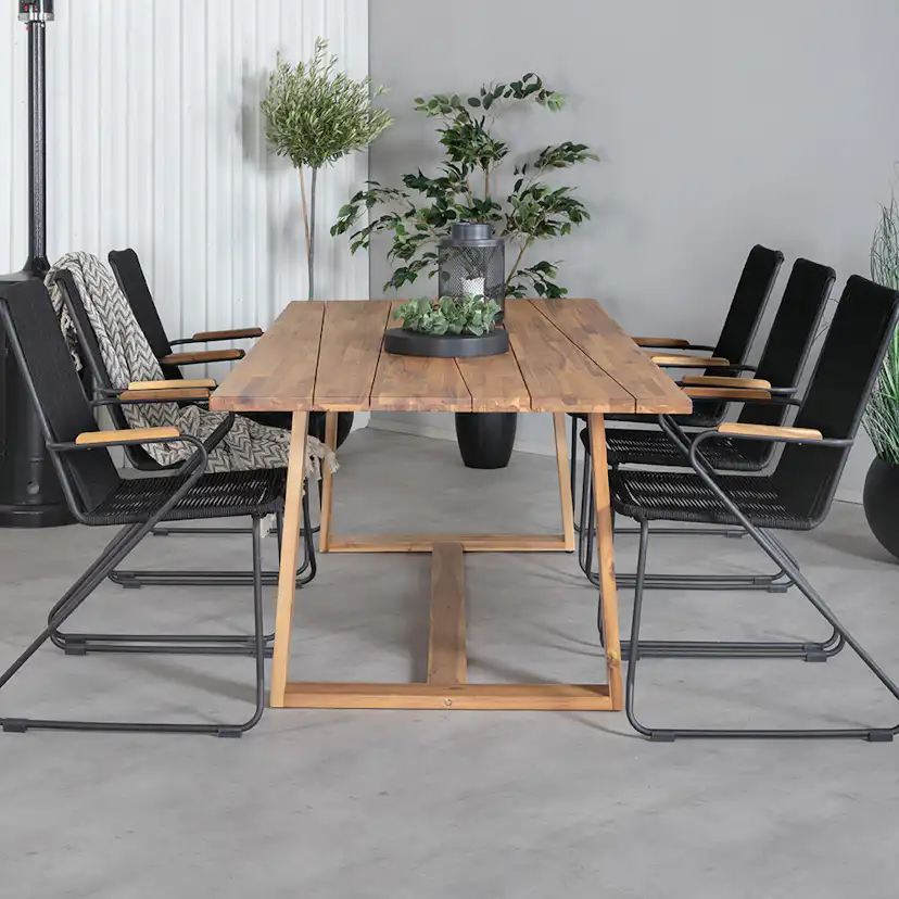 Matgrupp Utomhus Venture Home Plarra med 6 Billy KarmTrädgårdsstolar