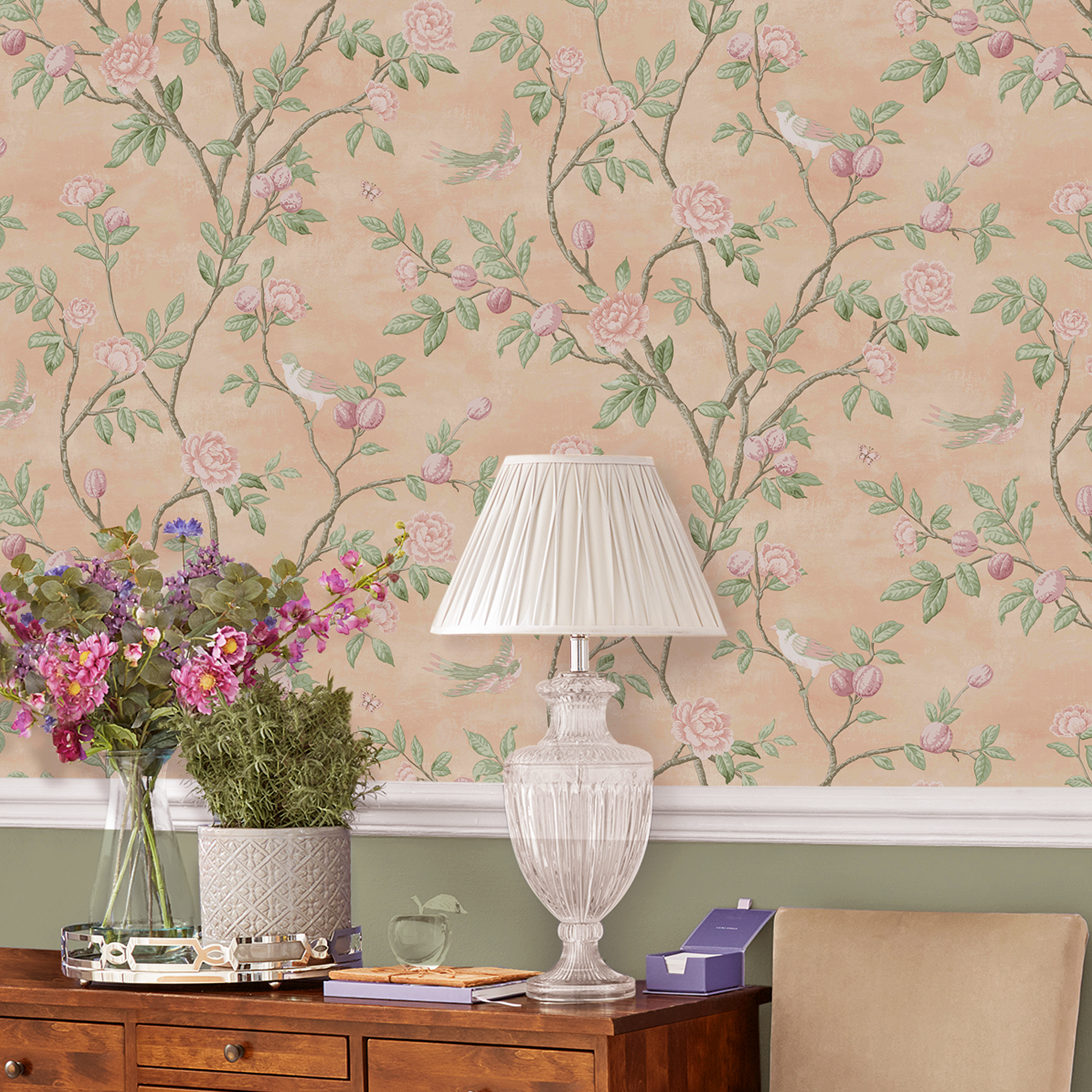 Tapet Laura Ashley Eglantine Blush EasyUp, Mönstrad Flerfärgad