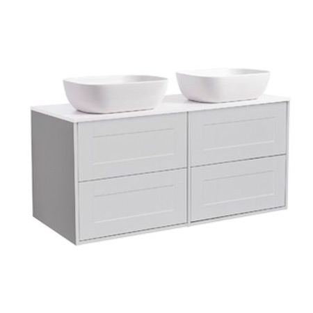 Gab 120Grå Bs Vit+2Ts Rektvit Färg Tvättställsskåpet: Ljusgrå Matt, Färg Bänkskiva: Vit, Färg Tvättställ: Vit - B: 1210 mm, H: 687 mm, D: 470 mm