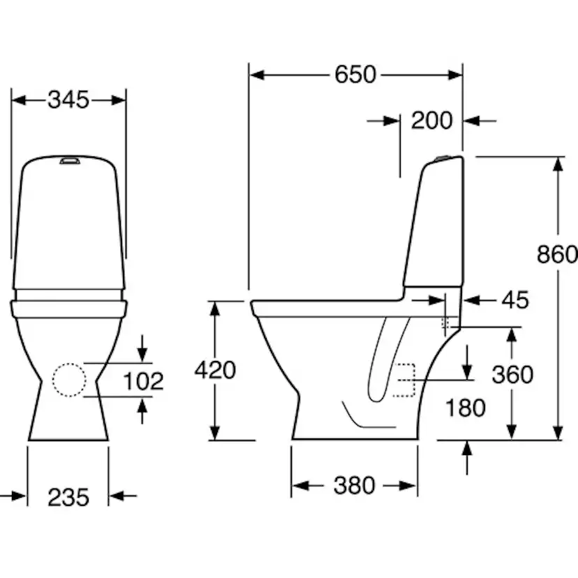Gustavsberg Nautic 1510 Hygienic Flush utan Toalettsits Utan Toalettsits