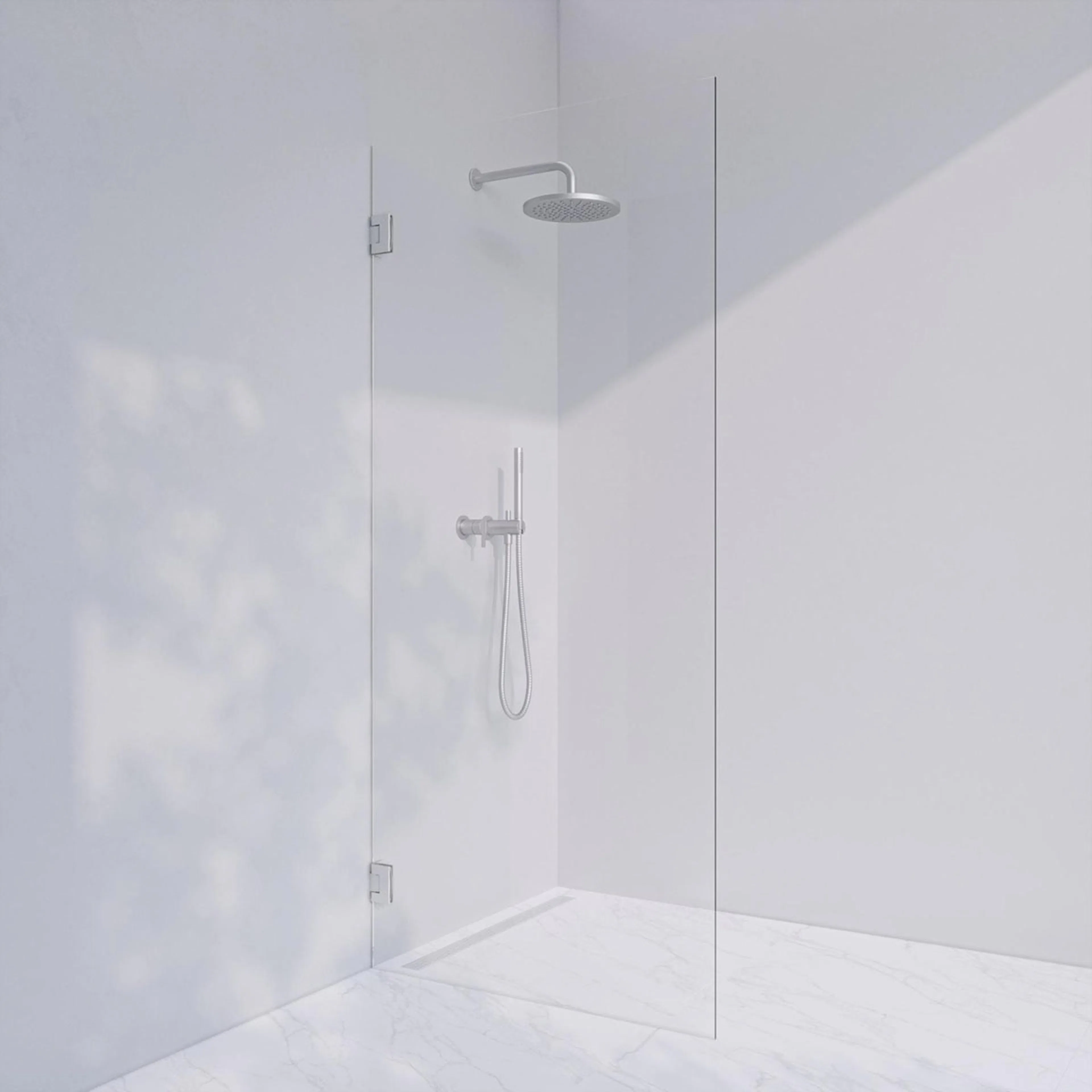 Invitrea Flair GH2/Högerhängd/90/Blank krom/Klart glas Glastyp: Klarglas, Profil: Blank Krom, Hängning: Högerhängd, Bredd: 900 mm
