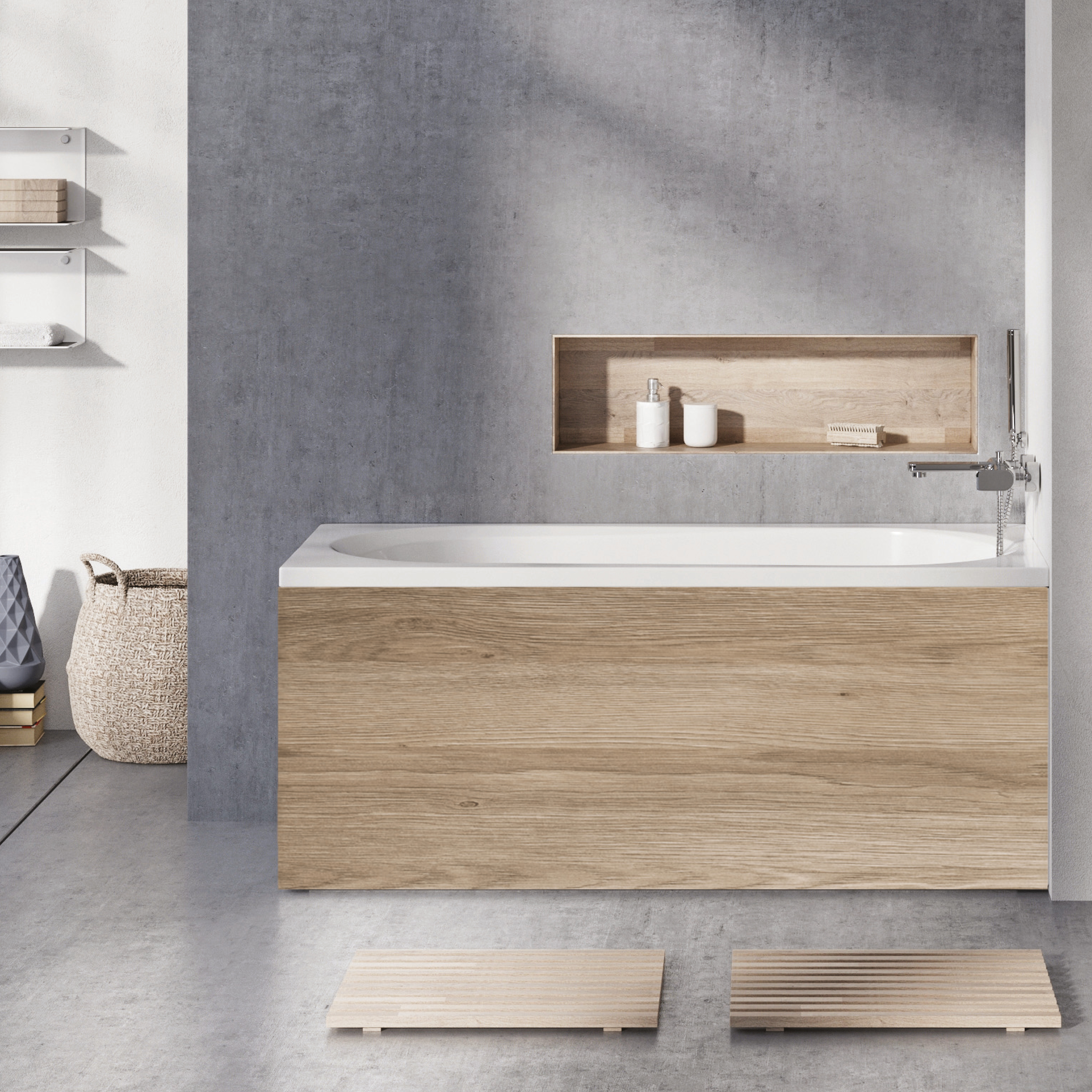Badkar Falsterbo 150 cm Bättre U1 150 cm Bättre U1: Med Frontpanel, Sidopanel till vänster, Sargblandare till höger