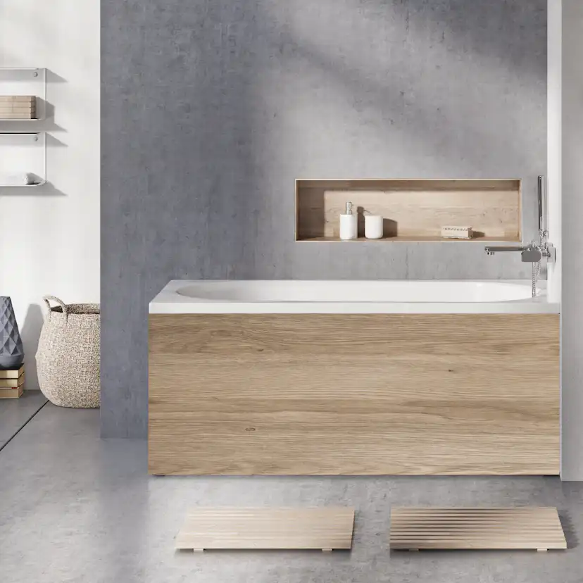 Badkar Falsterbo 150 cm Bättre U1 150 cm Bättre U1: Med Frontpanel, Sidopanel till vänster, Sargblandare till höger