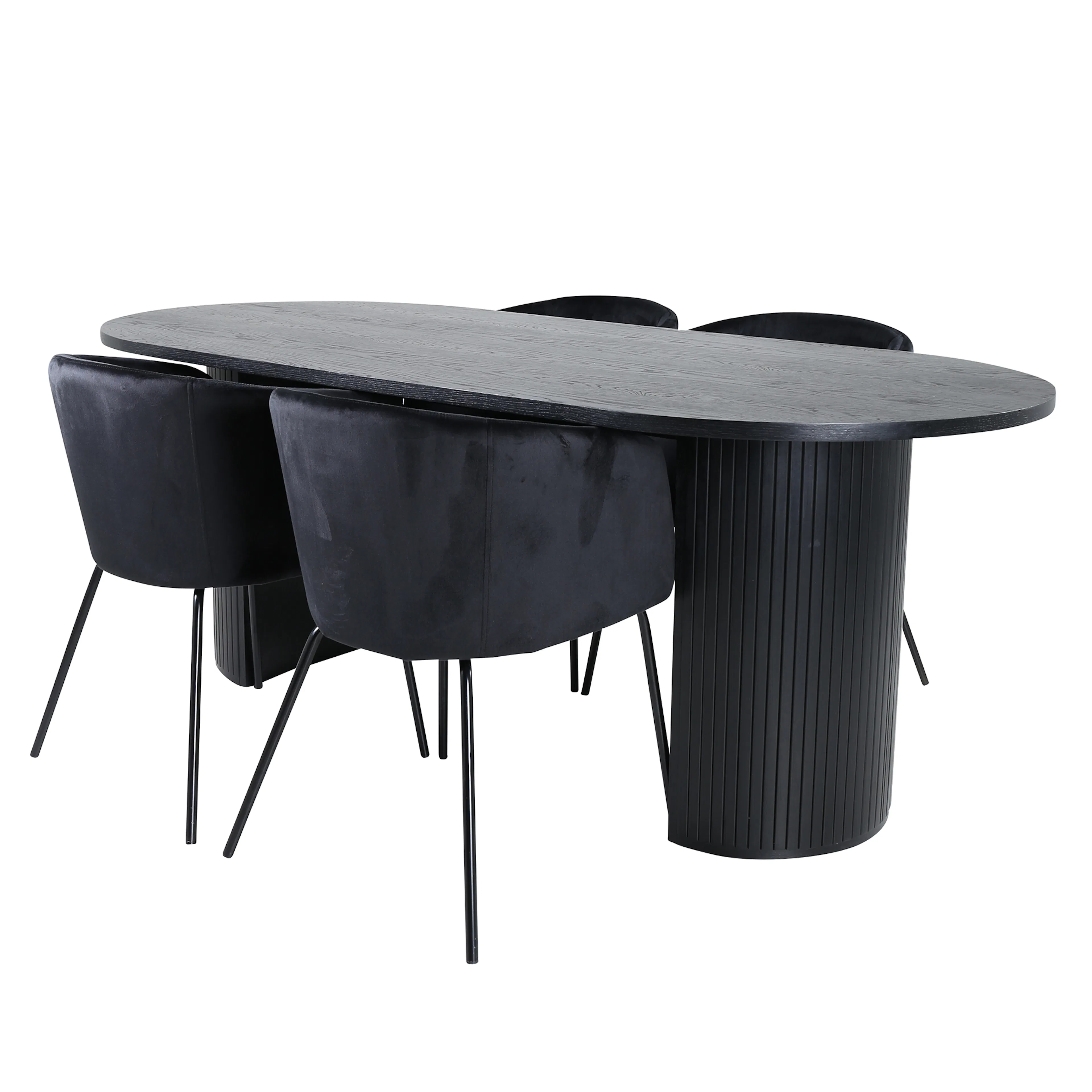 Bianca Oval Dining Table - Black / Black Veneer+Berit Chair Svart