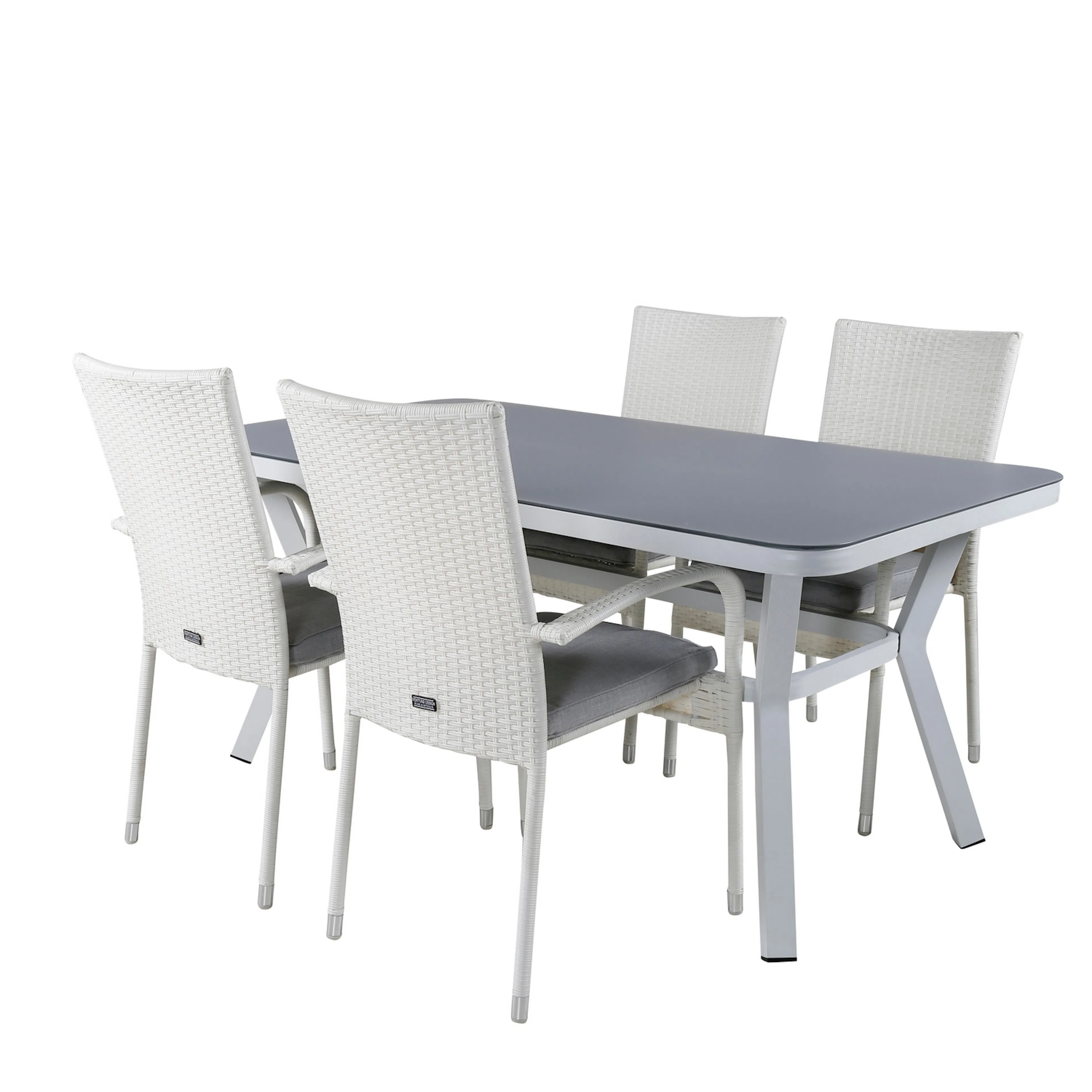 Virya Dining Table - White Alu / Grey Glass - small table+An Vit