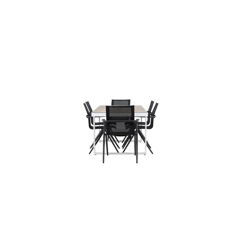 Merlo Dining Table - White/Whitewash +Alina Dining Chair - B Trädgårdsgrupp Venture Home Merlo med 6 Alina Stolar