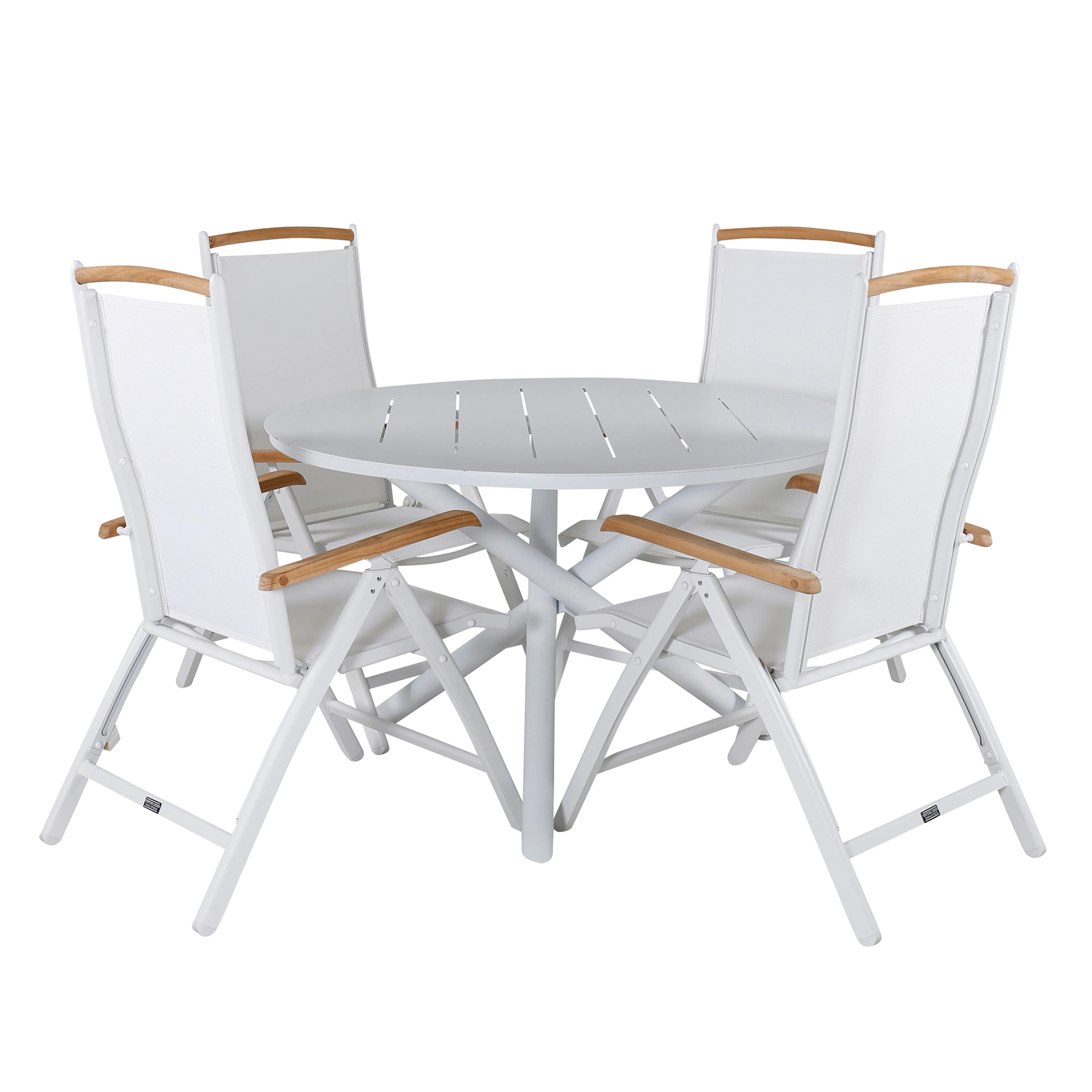 Alma Dining Table - White Alu - ø120cm+Panama 5:pos Chair - Vit
