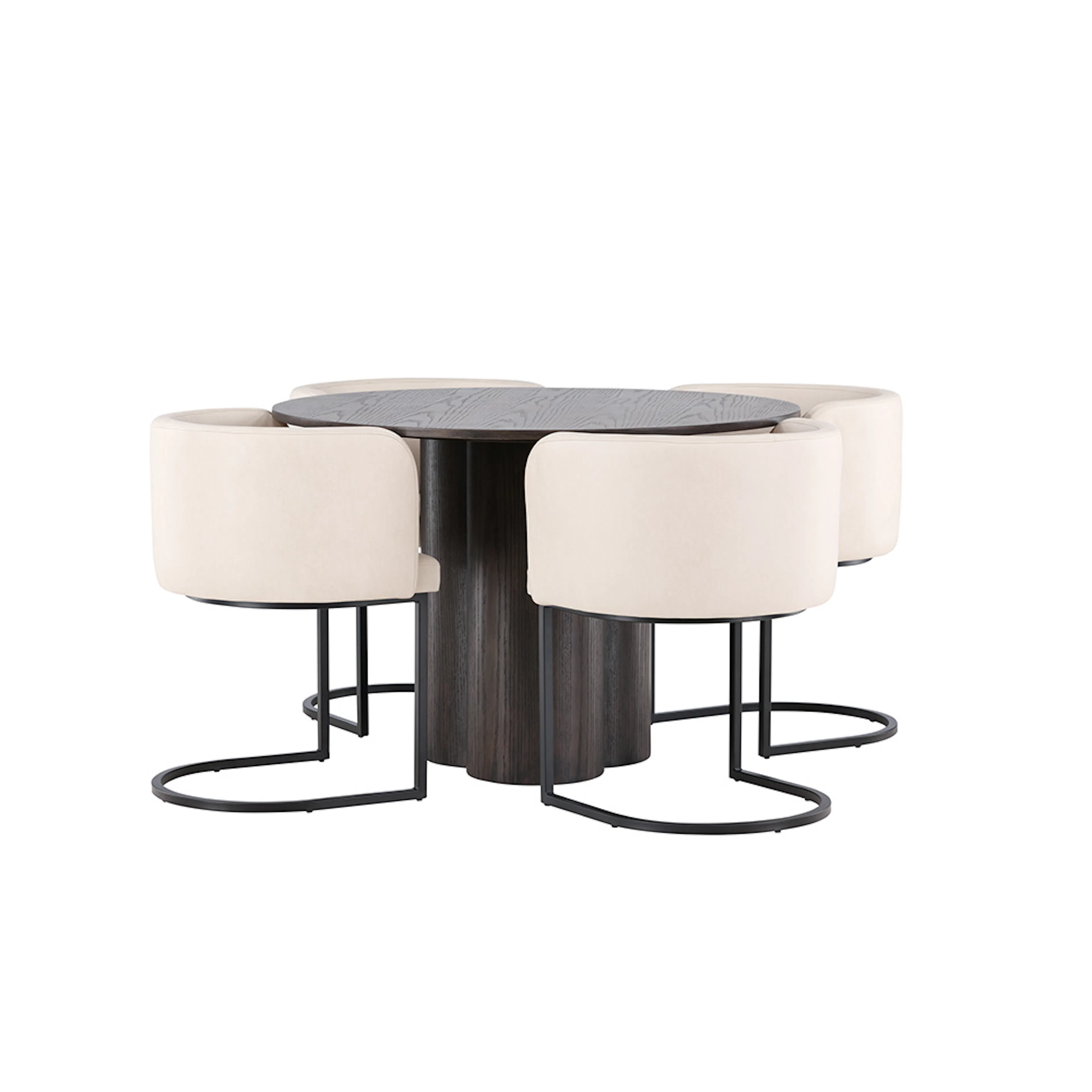 OliviaDiningTable-Mocca/MoccaVeneer+SimrishmanDiningChair-Bl Mocka/Beige