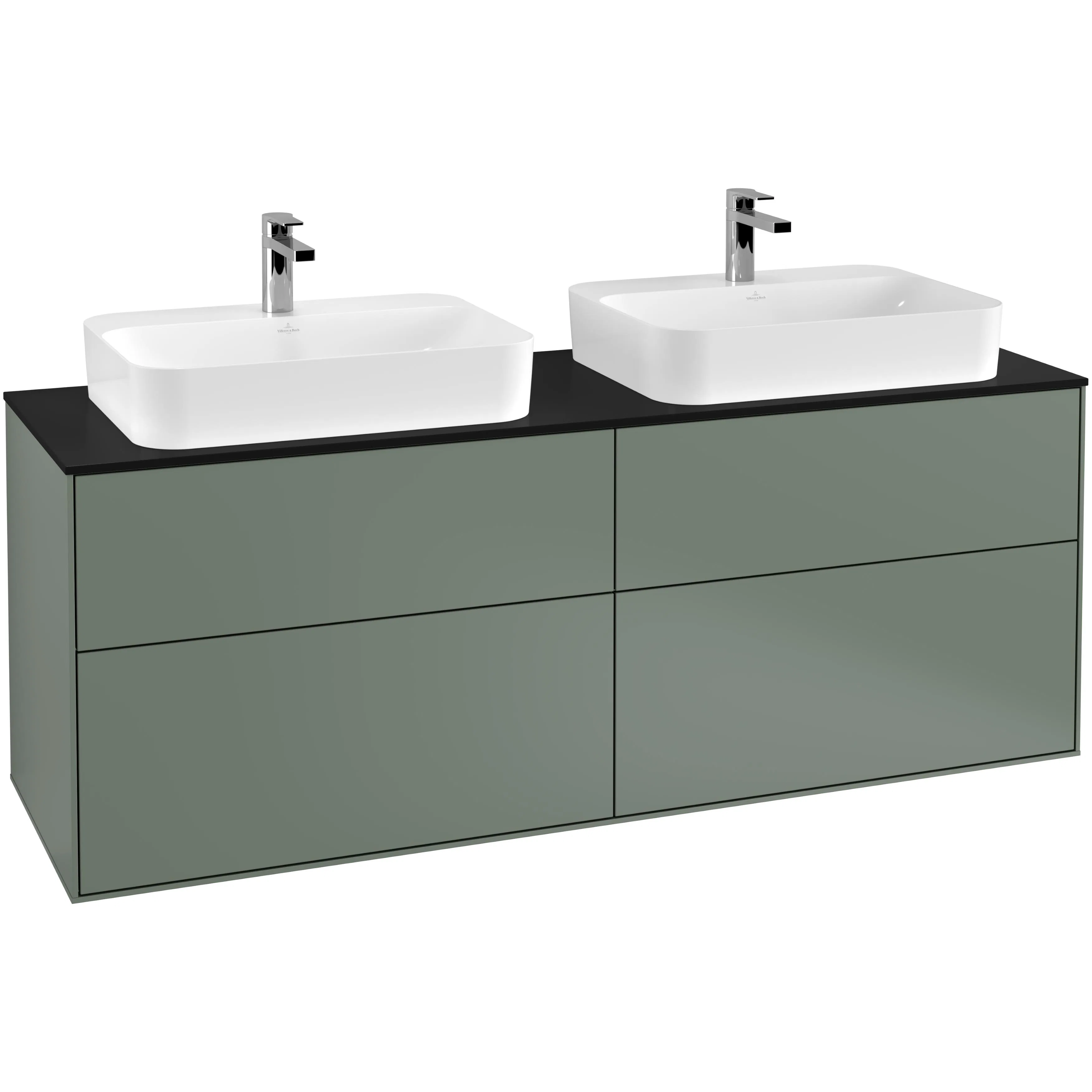 Tvättställsskåp Villeroy & Boch Finion med 4 Lådor och Bänkskiva för Två Ytmonterade Tvättställ