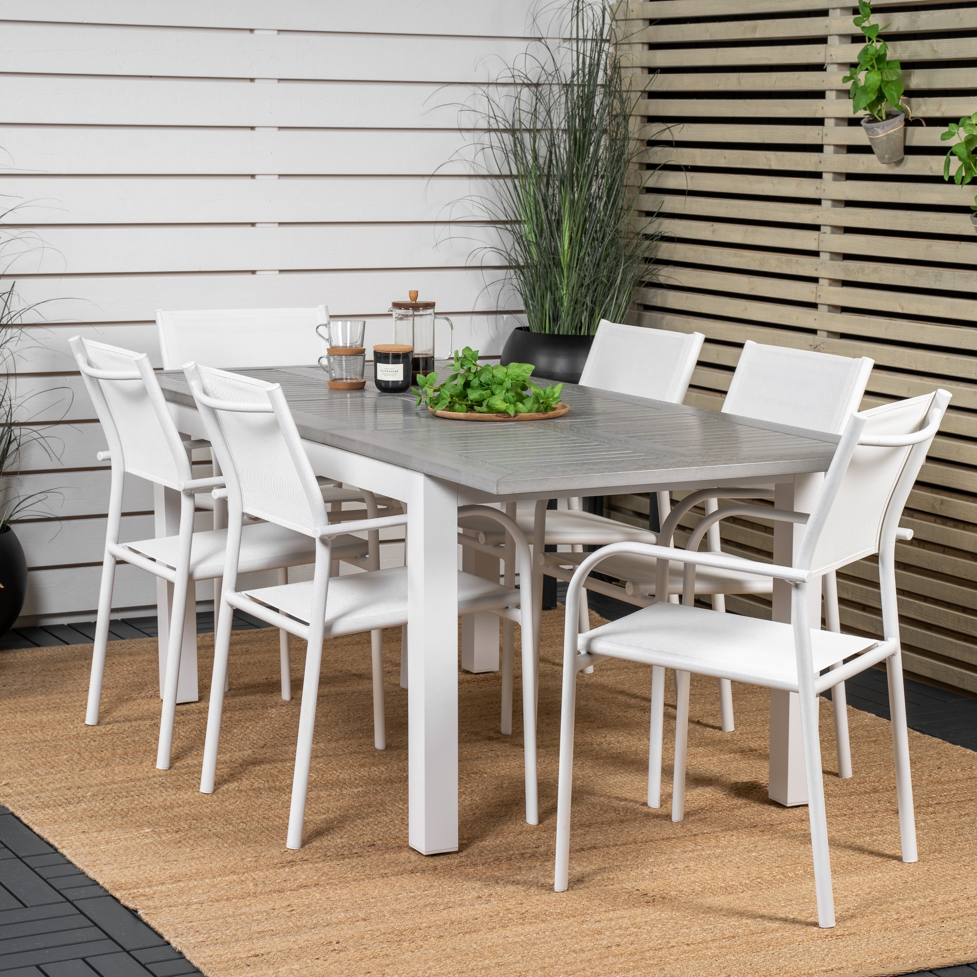 Albany Dining Table 152/210*90 - White Alu / Grey Aintwood+S Vit/Grå