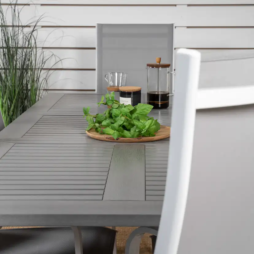 Albany Dining Table 152/210*90 - White Alu / Grey Aintwood+C Vit/Grå