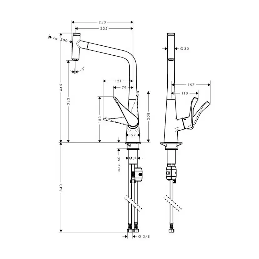 Köksblandare Hansgrohe Metris Select 320 med Utdragbar Pip Krom