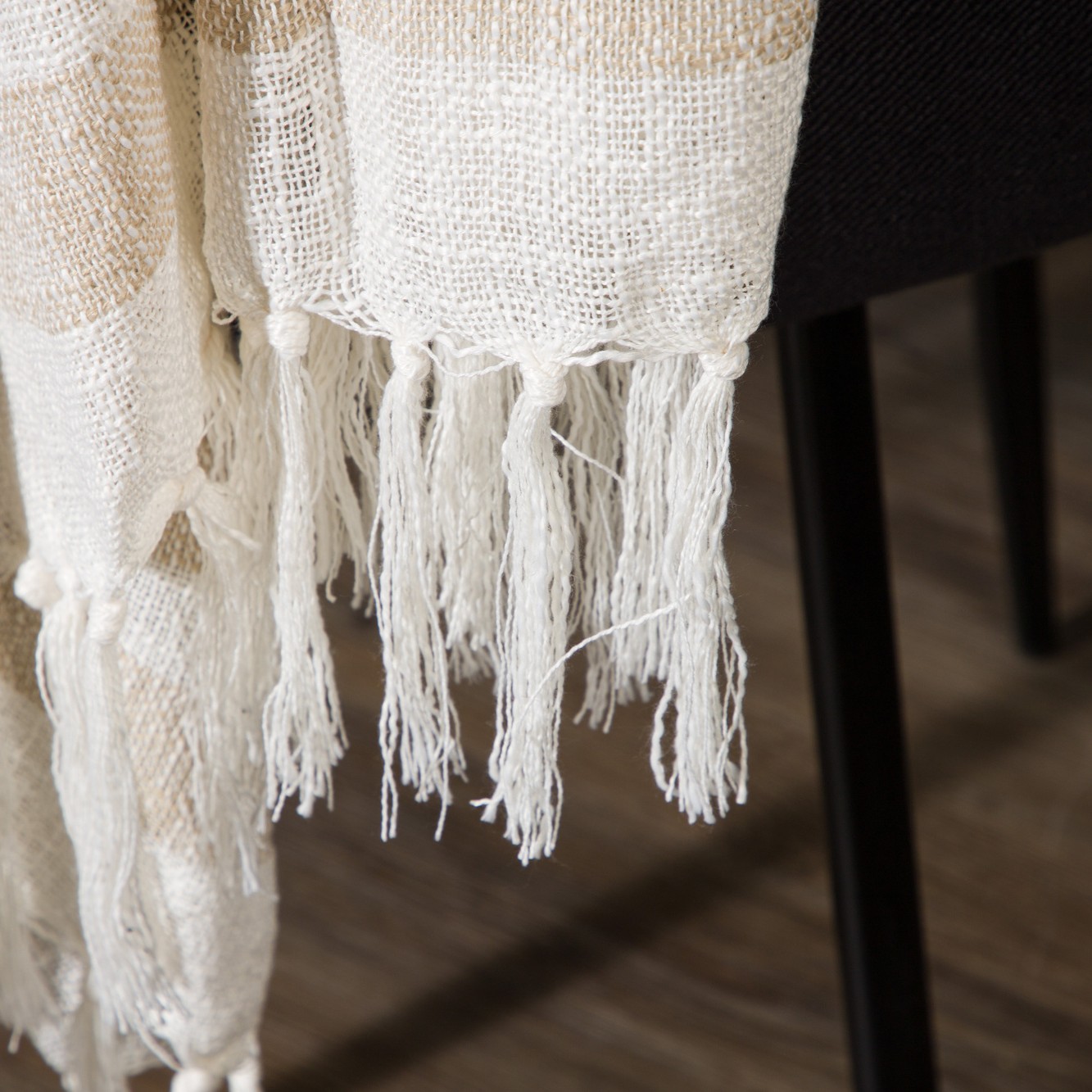 Sandy Throw Slub/polyester - Offwhite/beige/brown / - 130*17 Beige/Brun/Vit