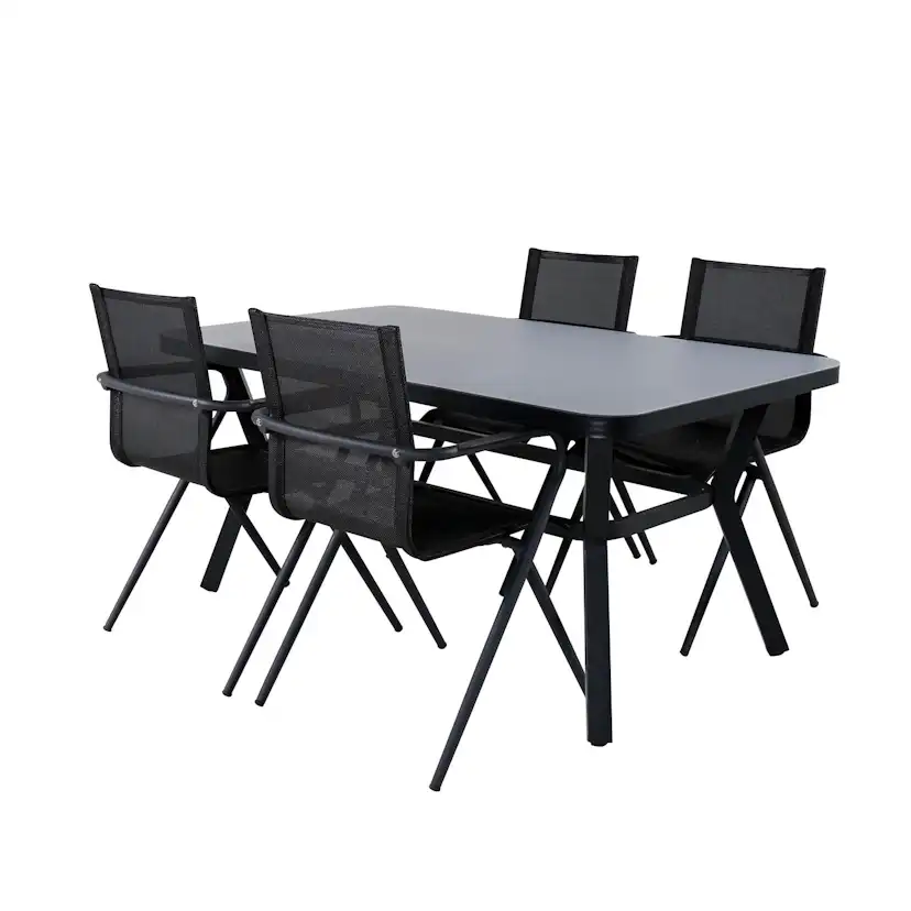 Matgrupp Venture Home Vyn Svart med 4 Anve Matstolar