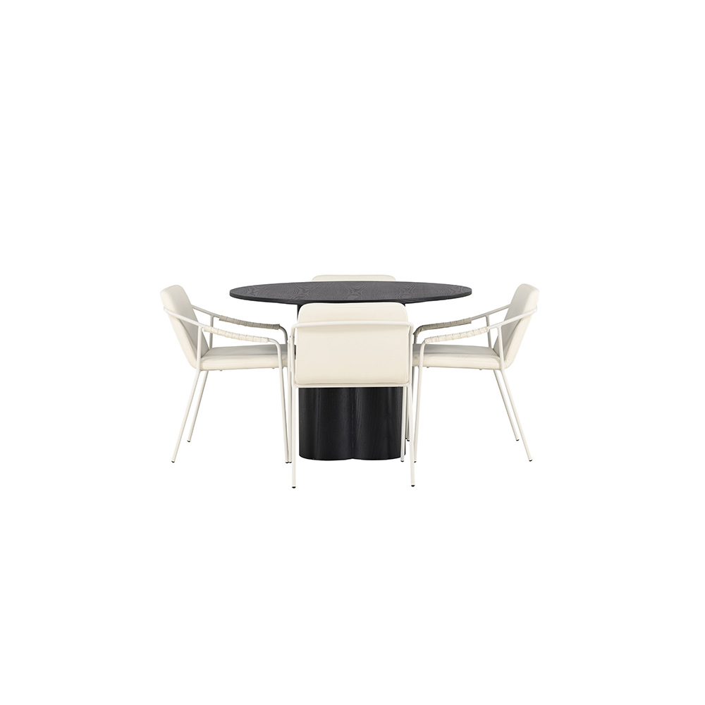 Matgrupp Venture Home Olivia Ø110 cm med 4 st Tvist stolar