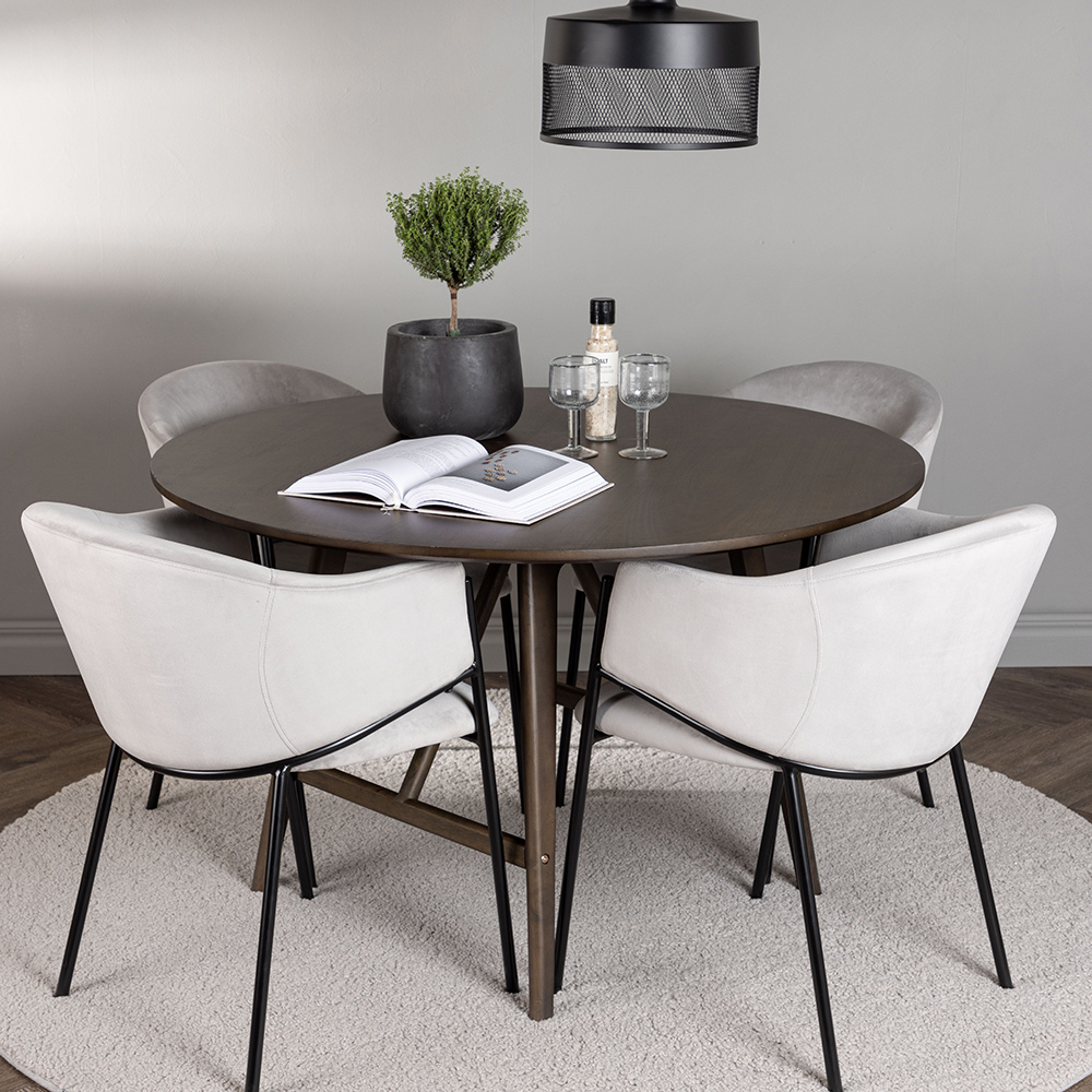 Matgrupp Venture Home Kaseidon Ø100 cm med 4 st Evelina stolar