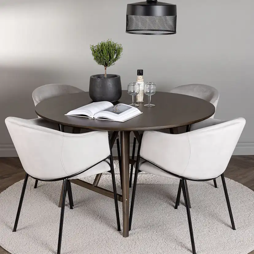 Matgrupp Venture Home Kaseidon Ø100 cm med 4 st Evelina stolar