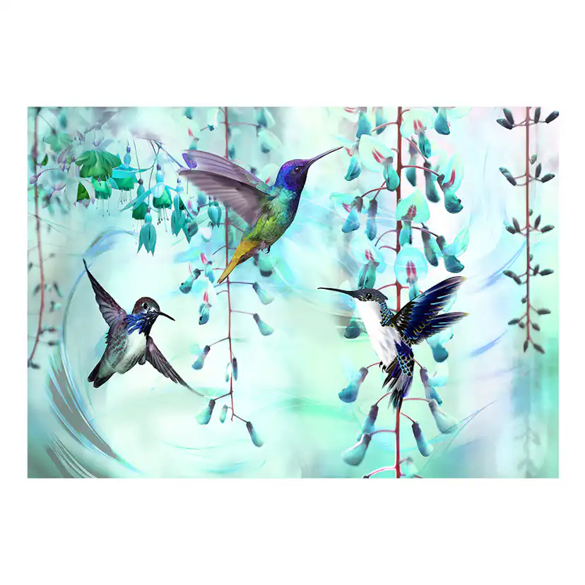 Fototapet Arkiio Flying Hummingbirds Green