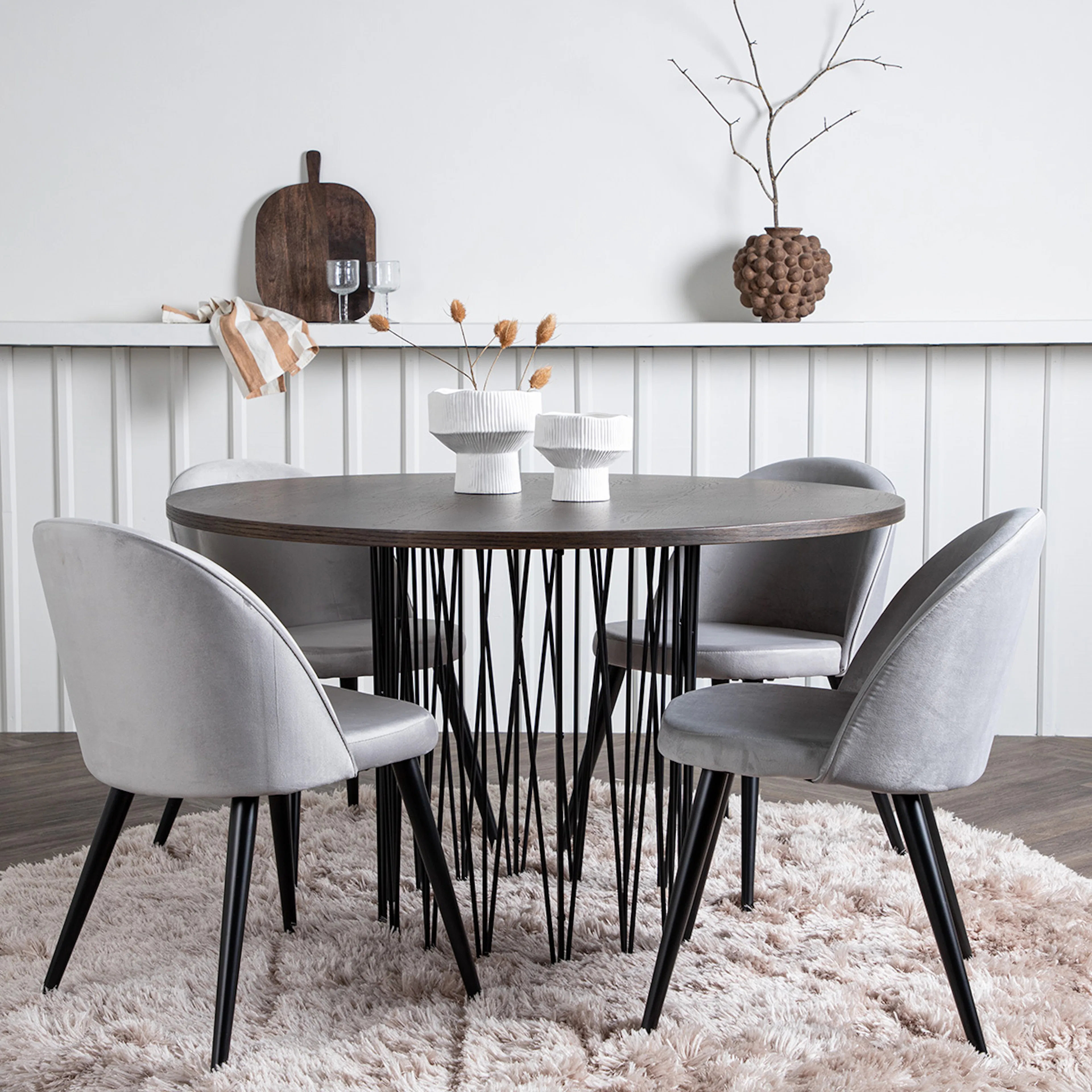Matgrupp furniture/fashion Stone med 4 Velvet Stolar