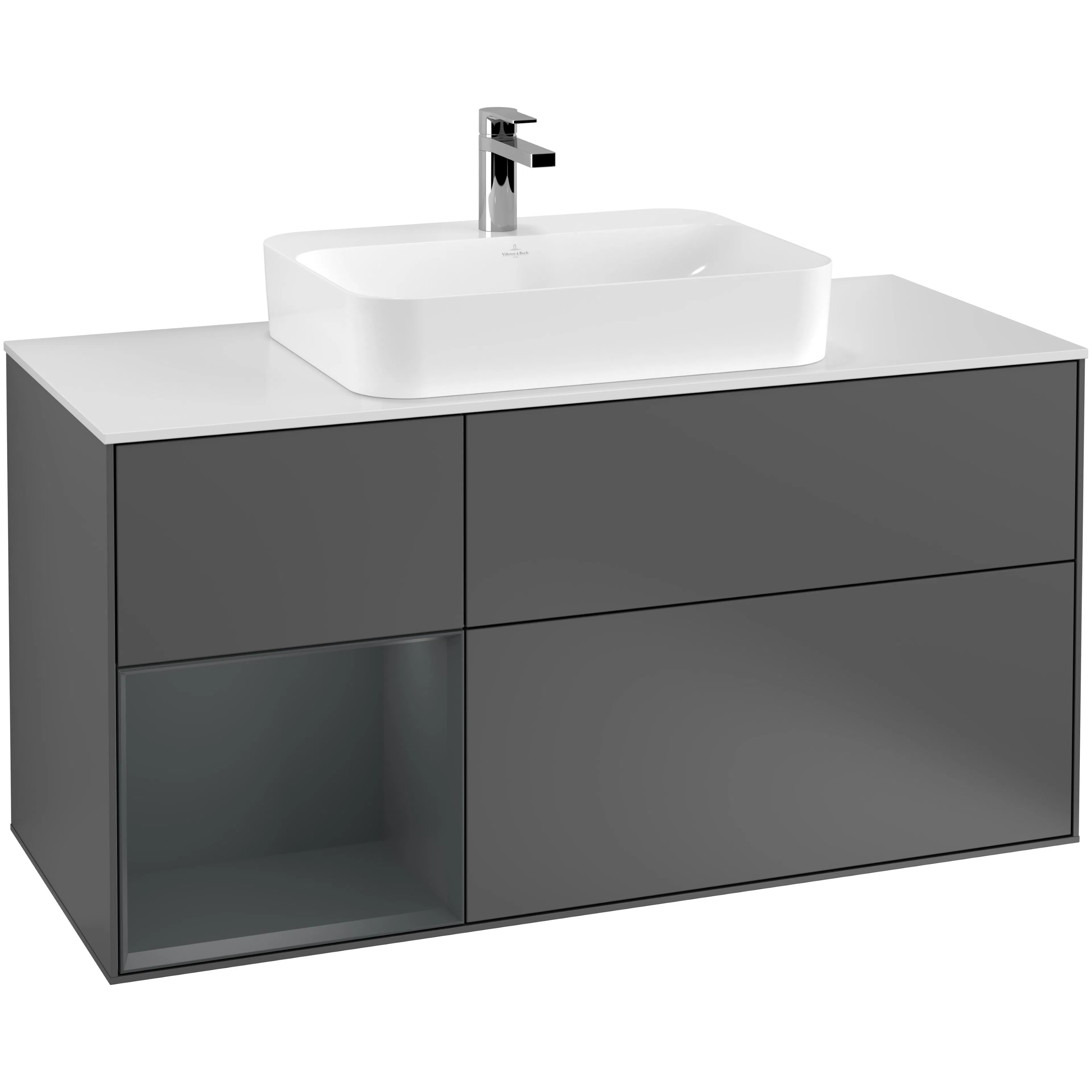 Tvättställsskåp Villeroy & Boch Finion med 3 Lådor Hylla och Bänkskiva för Ytmonterat Tvättställ