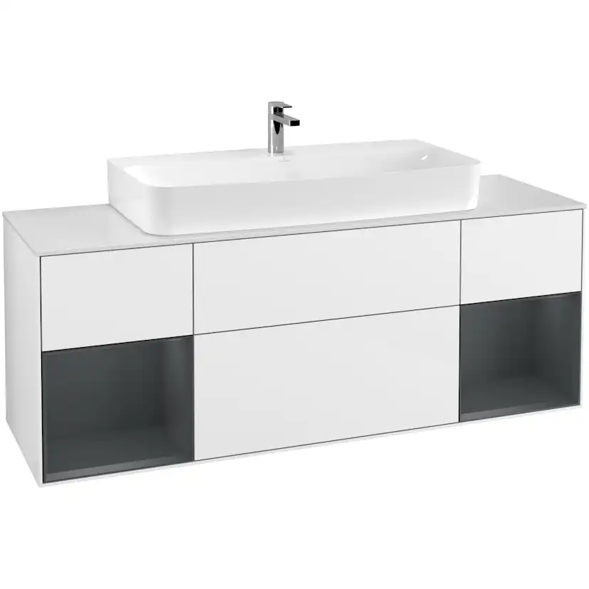 Tvättställsskåp Villeroy & Boch Finion med Två Hyllor och Bänkskiva för Centrerat Tvättställ
