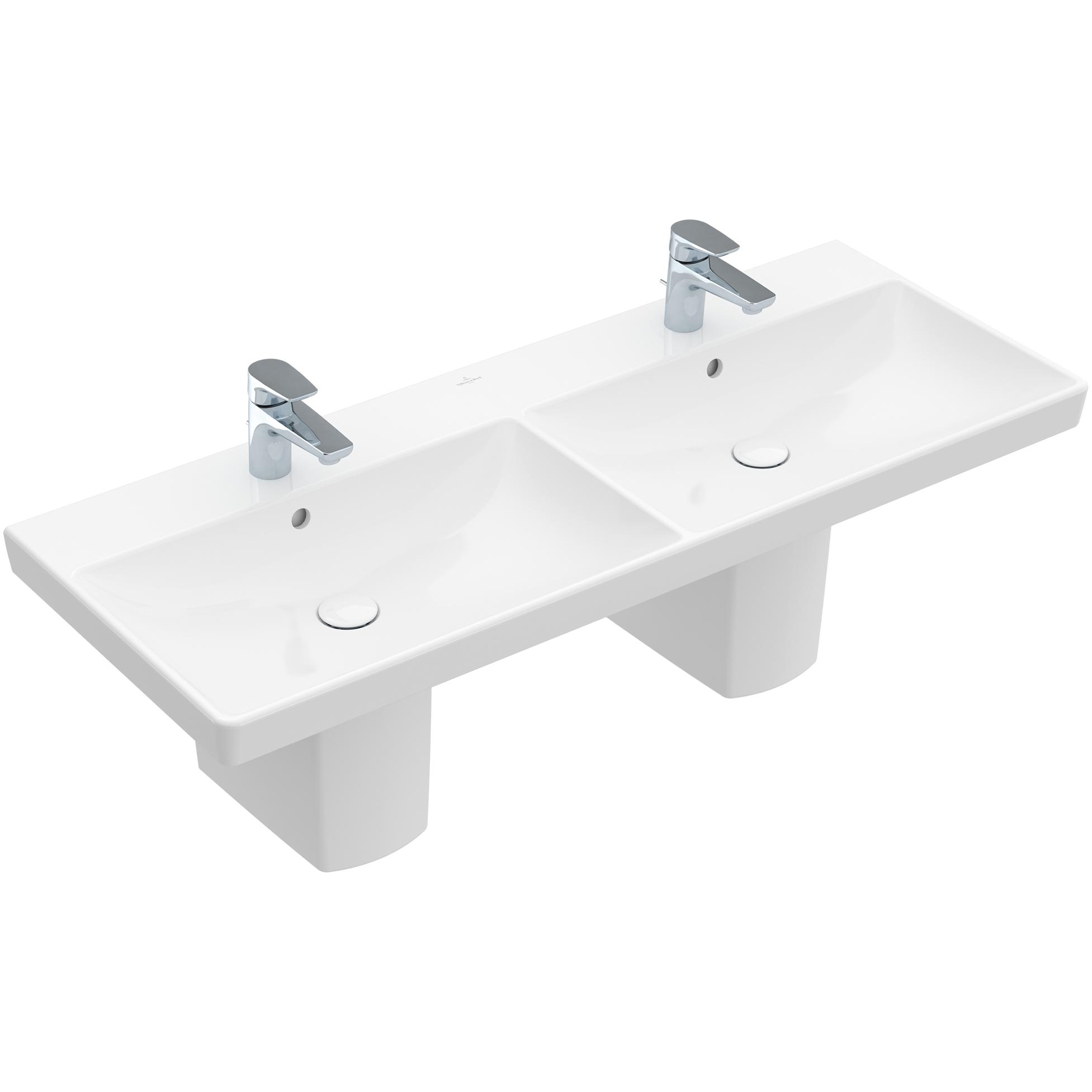Tvättställ villeroy & Boch Avento 4A23CK01 Vit Alpin, Med Bräddavlopp, för Två Trehålsblandare