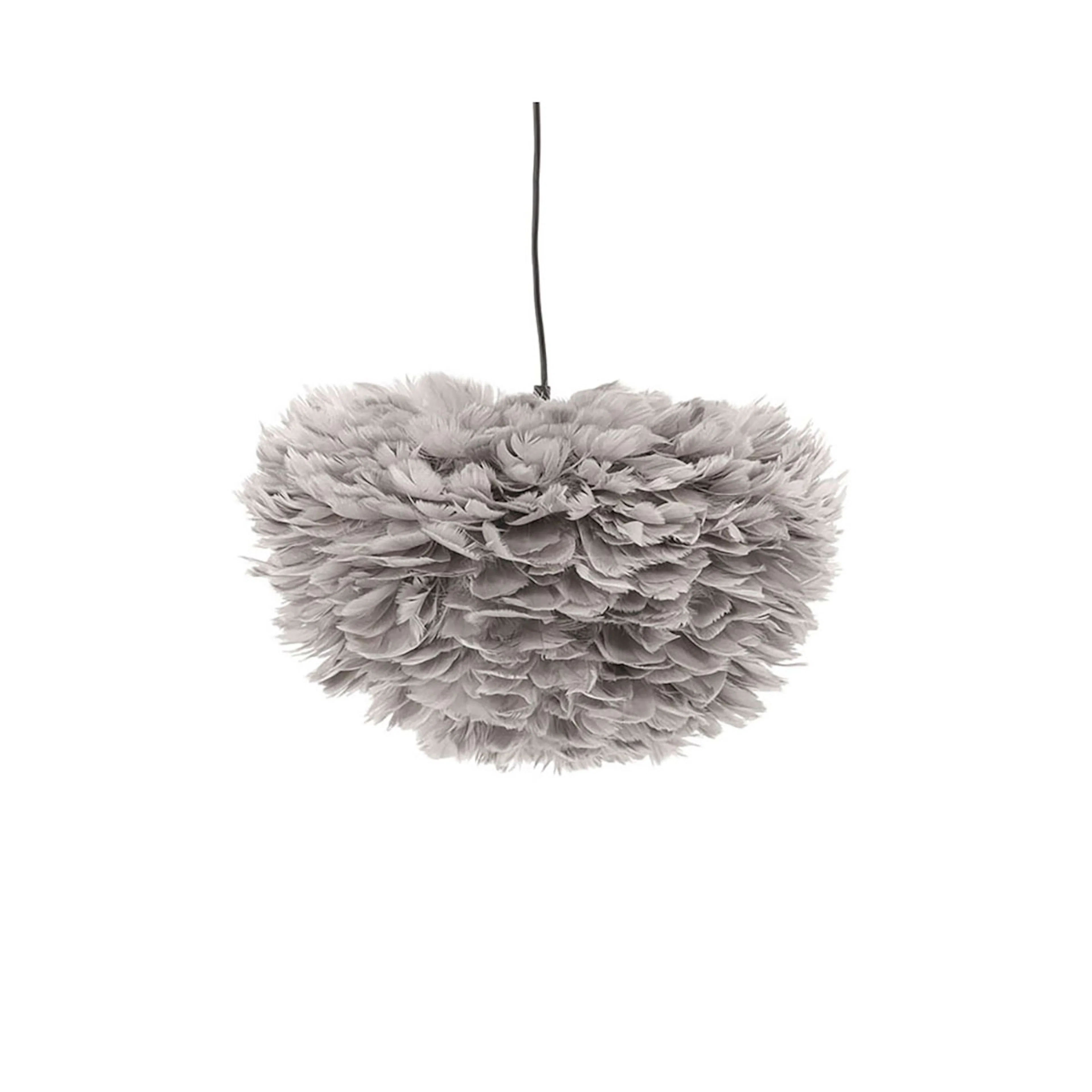 Nicola - Medium Pendant Lamp - Black / Grey artificial feath Grå